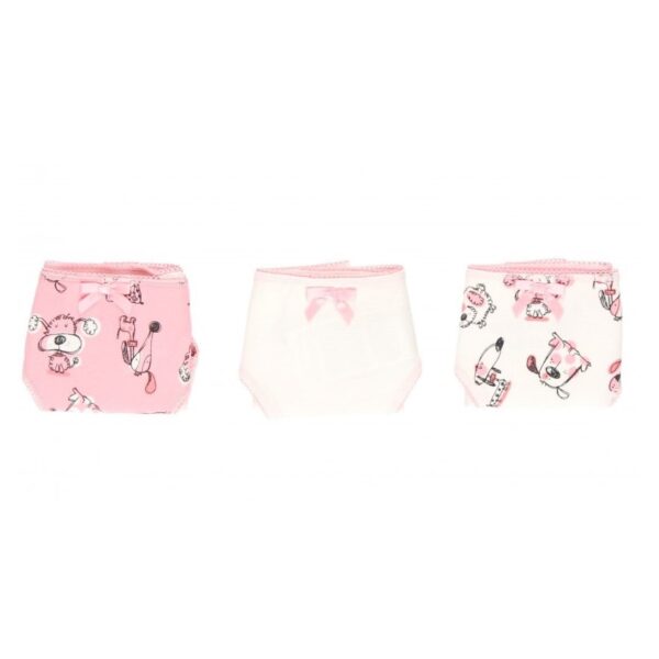 Tüdrukute aluspüksid 3-pakk valge/roosa "koerad" Boboli