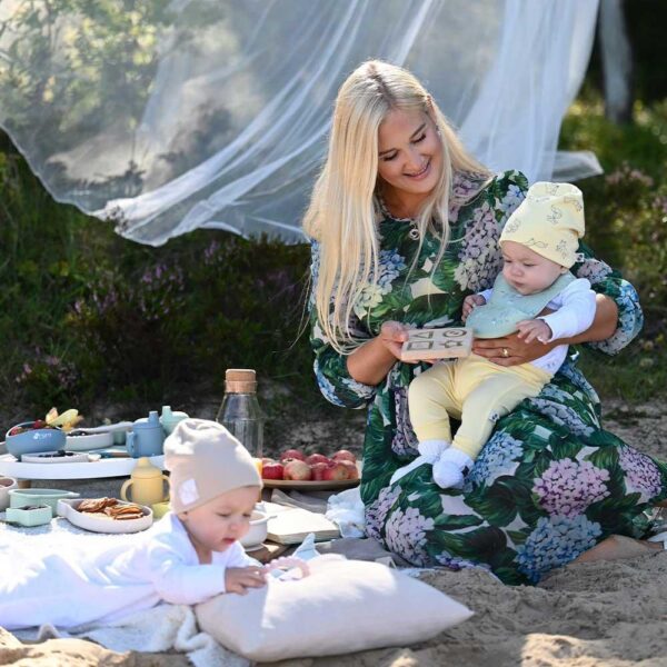 Nordbaby silikonist beebide söögipõll taskuga roheline