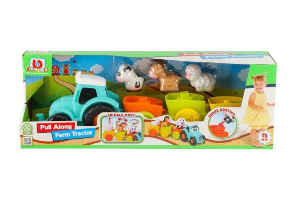 laste plastikust järeveetav loomadega traktor