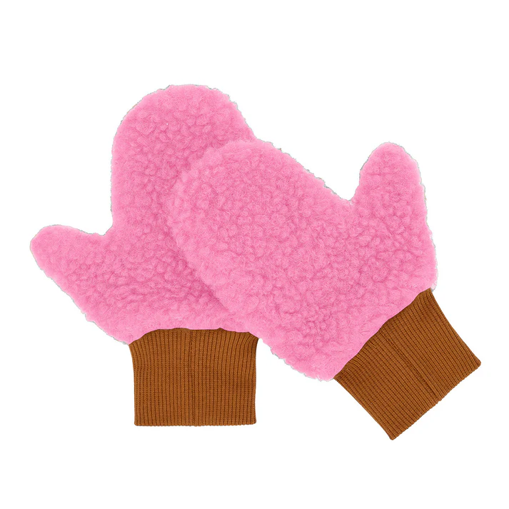 Hello Hossy roosakad kollased pehmed laste kindad fliisivoodriga