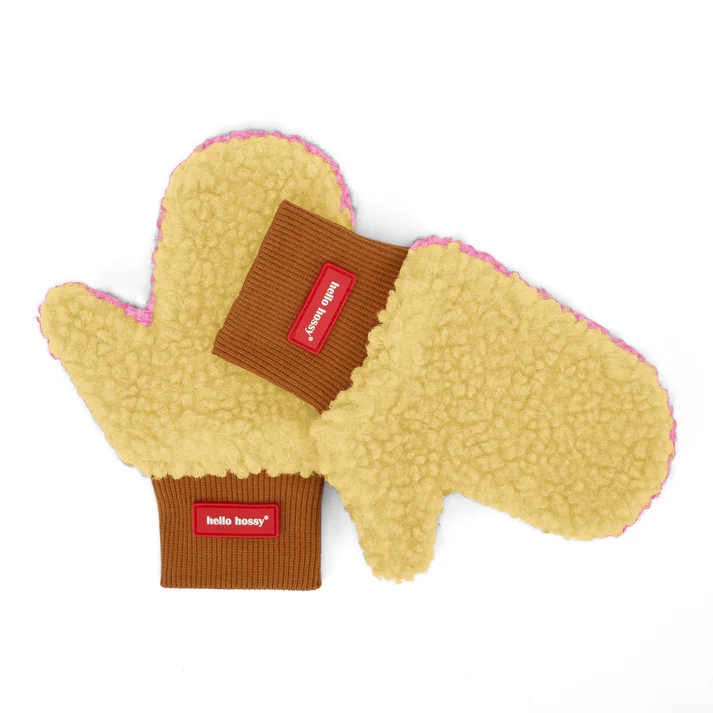 Hello Hossy roosakad kollased pehmed laste kindad fliisivoodriga