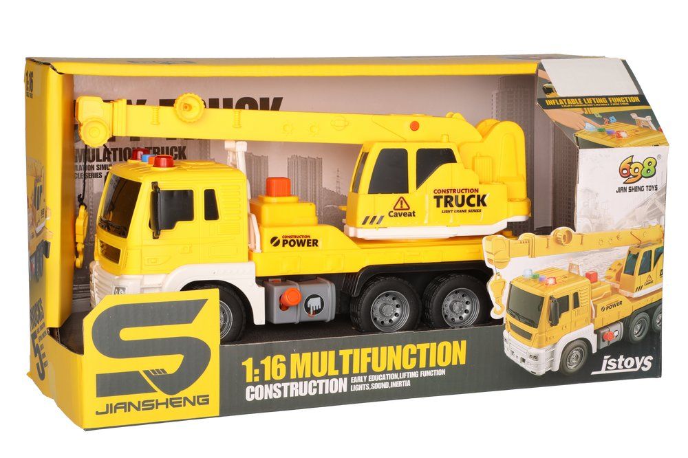 kollane kraana auto hääle ja tuledega