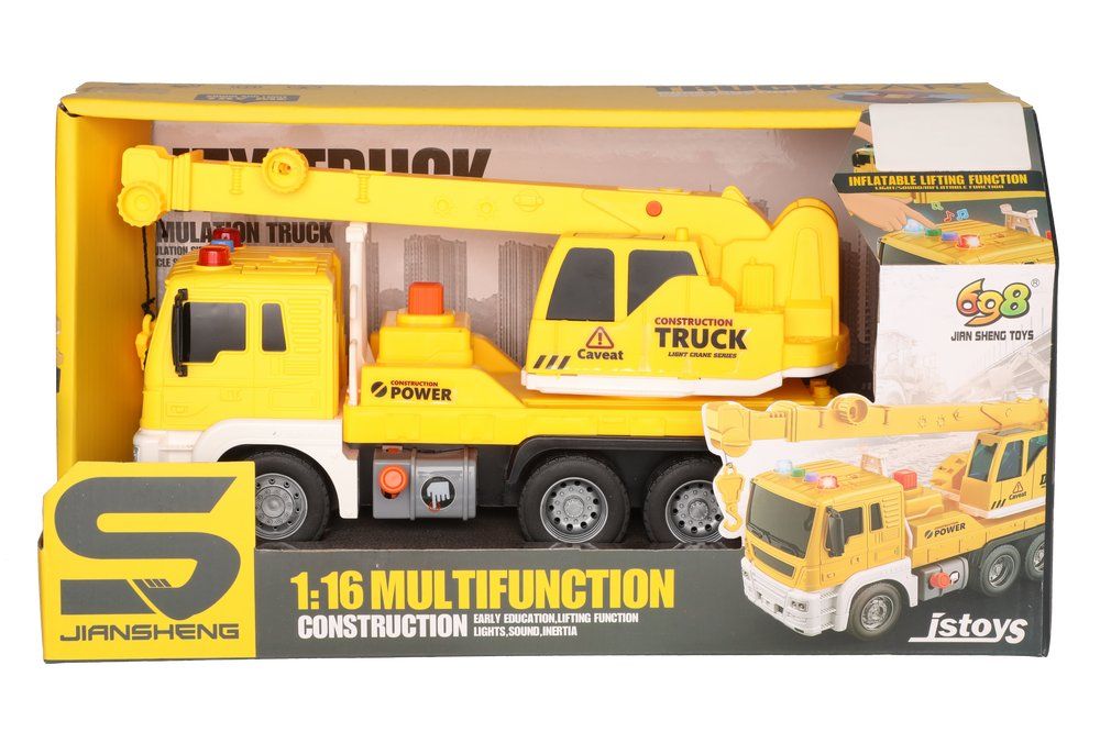 kollane kraana auto hääle ja tuledega