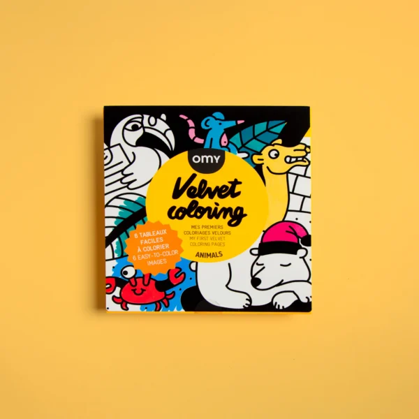 OMY velvetpildid loomadega laste värviraamat