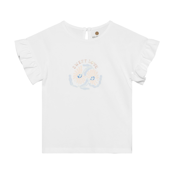 tüdrukute valge volangidega t-särk