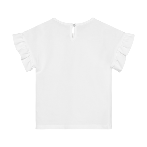 tüdrukute valge volangidega t-särk