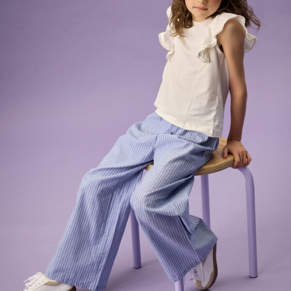 Creamie  tüdrukute laia lõikega sinised triibulised püksid