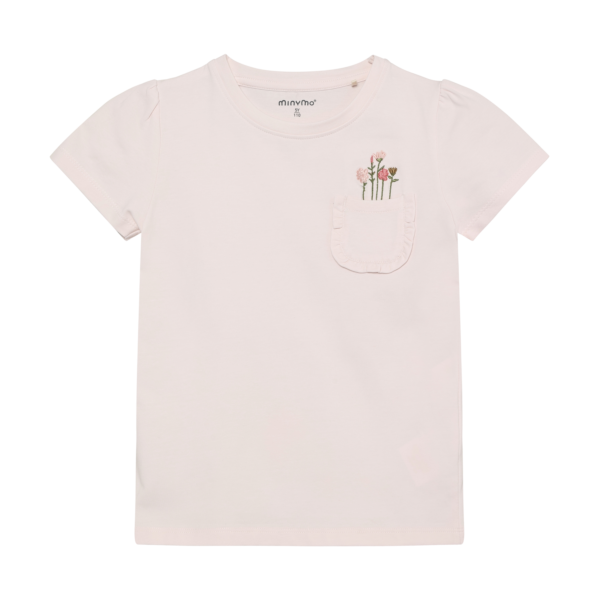 laste lühikeste varrukatega valge lilledega t-särk